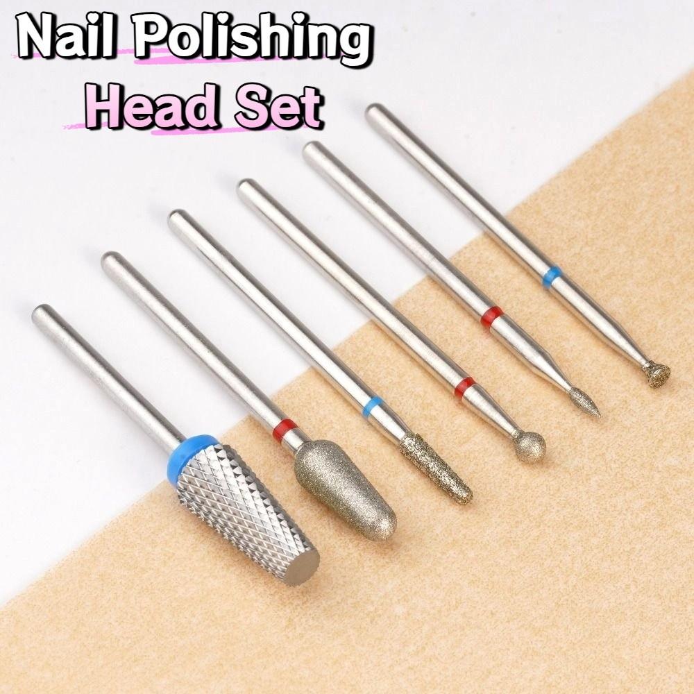 6Pcs Wear-resistant Nail Art Drill Bit Kits Professional Cuticle Nail Grinding Bits  Pedicure Care