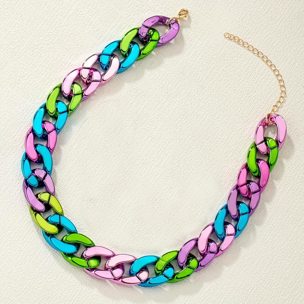 Amazon Versatile Acrylic Candy Color Necklace Sweet Cool Style Chain Necklace Fashion Simple Jewelry
