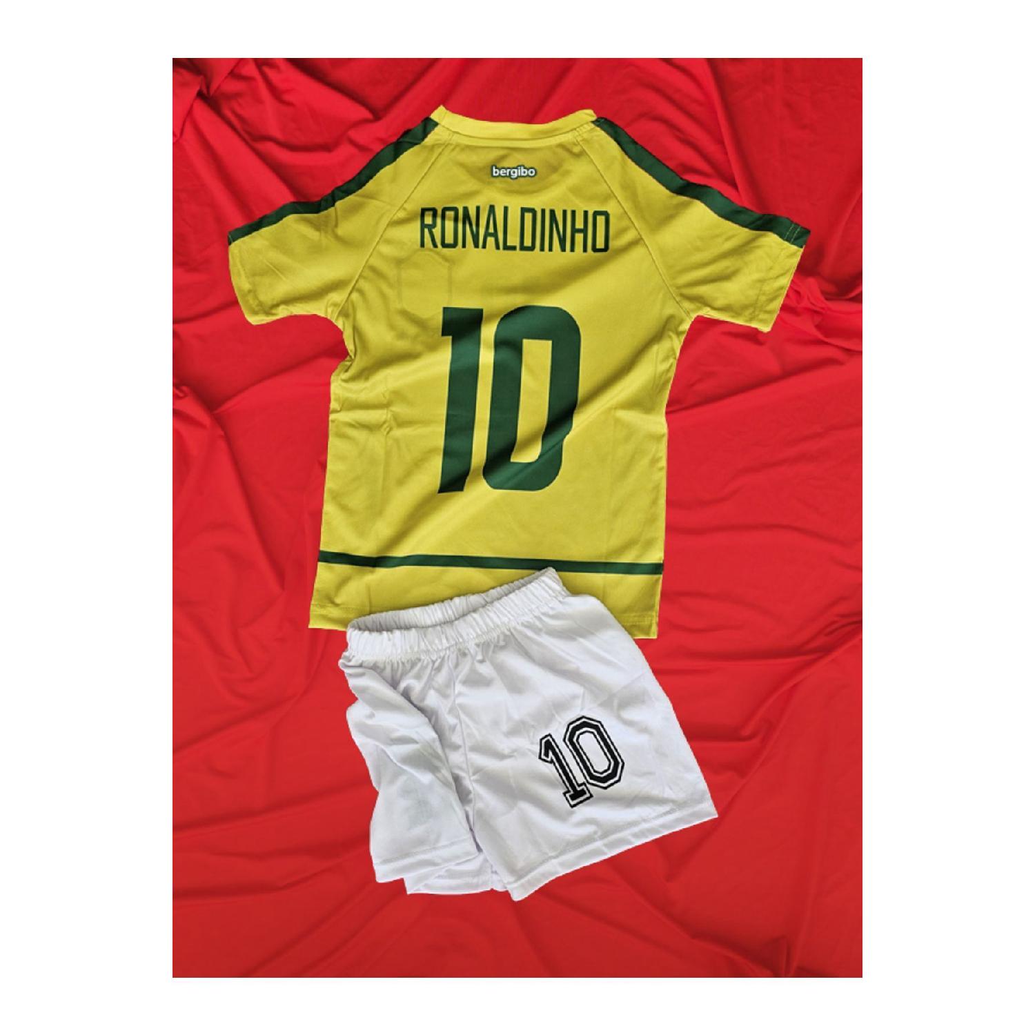

Special Design Ronaldinho Green Yellow Brazil Jersey Kids Team