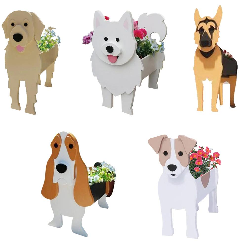 Blumentopf für den Garten, niedlicher Übertopf in Hundeform, Samojede, Labrador, Schäferhund, Vase, Töpfe aus PVC, für Zuhause und draußen, Gartendekoration, Blumentöpfe