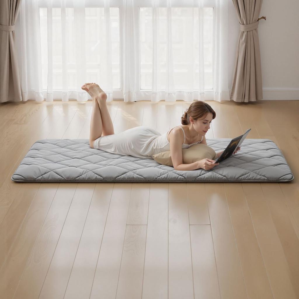 Japanese Tatami Mat, Twin Size Foldable Japanese Tatami Mattress, Futon Mattress with Storage Bag & Fastener, 9-Layer Floor Mat for Sleeping, Dorm,