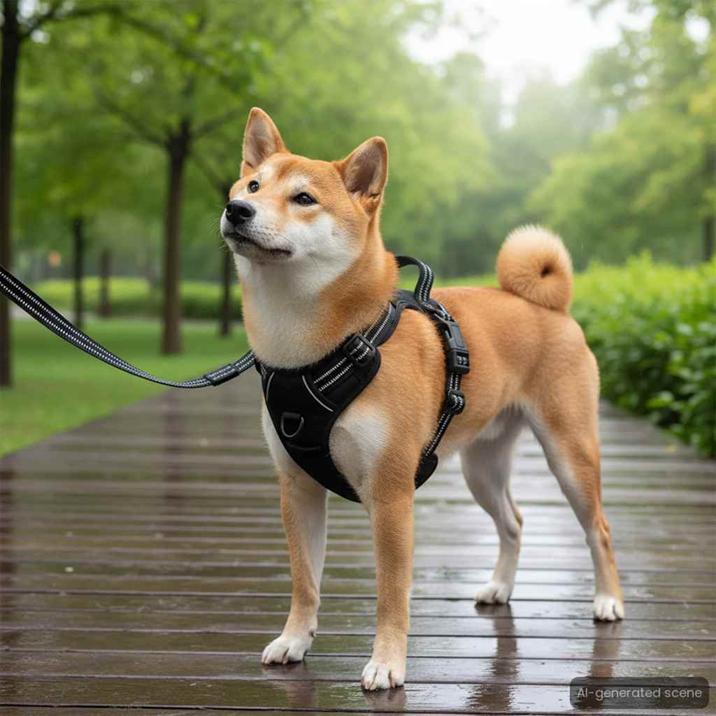 Reflective Adjustable Dog Harness Black XL