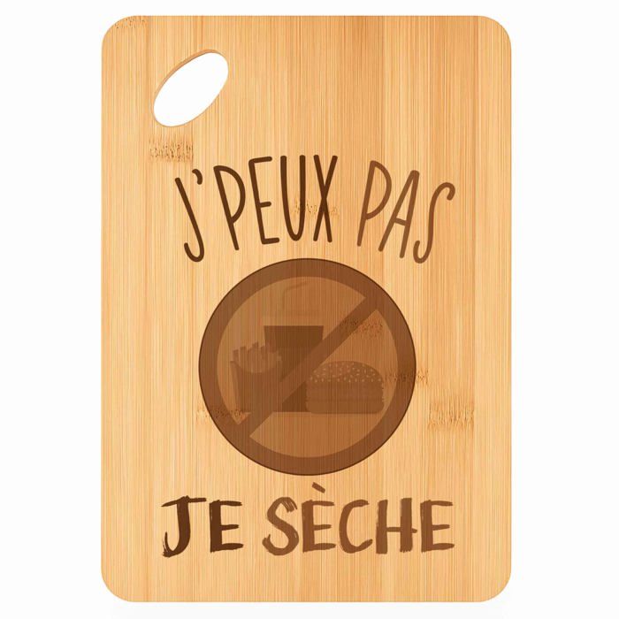 Planche à découper Sèche Musculation J'peux pas - Plateau Apéro en Bambou Cadeau Gravé pour Homme Femme Cuisine Barbecue