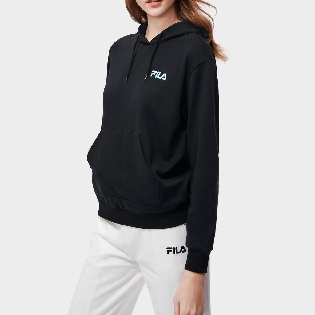 FILA Letter Logo Embroidered Casual Knit Sweatshirt Women sweatshirt Black F11W319210F-BK