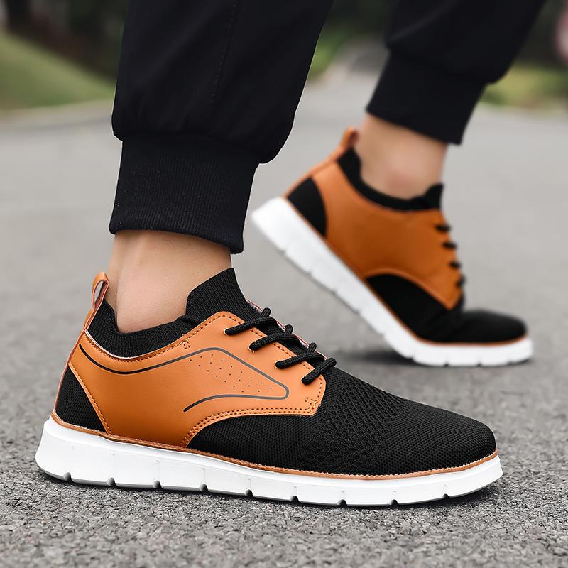 Mens Formal Shoes Outdoor Mesh Walking Black Flat Loafers 2025 Spring Round Toe Casual Shoes Daily Wear and Outdoor Activities