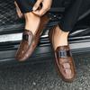 Fashion Men's Casual Crocodile Pattern Bean-shaped Shoes Design Fashion Sneakers Men Loafers Breathable Soft Flat Shoes Driving Shoes