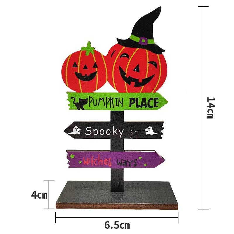 Halloween Pumpkin Ghost Wooden Table Ornament Craft Halloween Home Table Decoration Supplies Halloween Party Kids Gift Favors