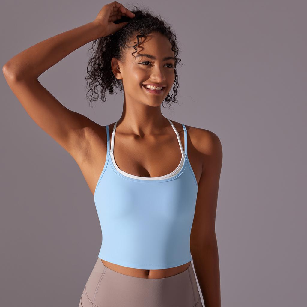 Auroth Back Cross Sports Vest Women Yoga Sports Bra Candy Color Fitness Top