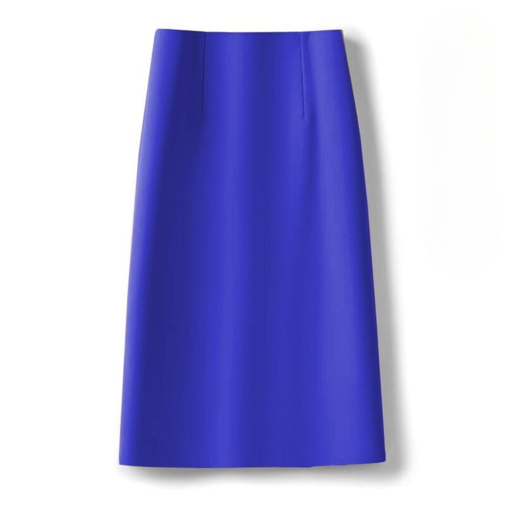 Women's High Waist A-Line Midi Skirt Non-Stretch Commuter Suit Skirt With Back Slit