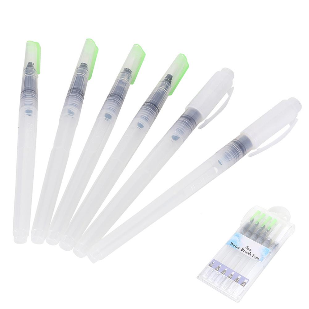 6 Pcs Water Brush Pen Painting Drawing Nylon Hair 18cm Long Water Writing Brush Tool