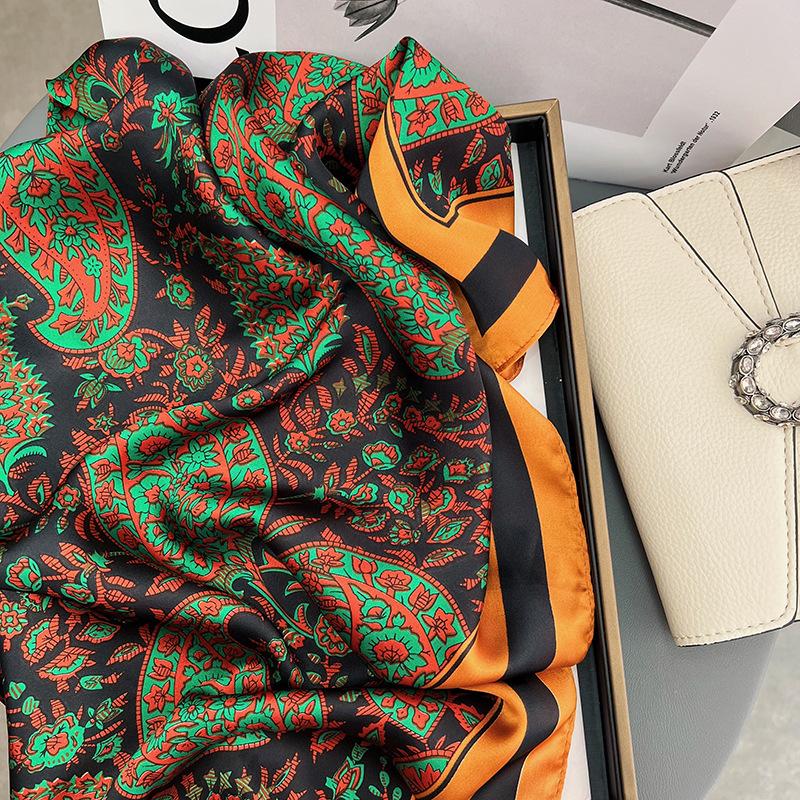 1pc Luxury Brand Hijab Design Shawl Wrap Print Square Scarf Women Female Hair Hand Wrist Foulard Headband New Bandana