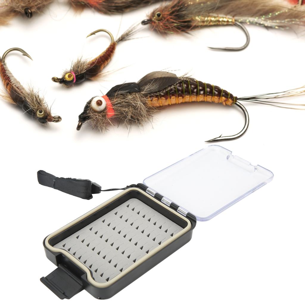Fly Fishing Box Transparent Large Capacity Portable Waterproof Fly Fishing Lures Box Case with Lanyard for Fishing