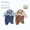 Newborn Boys' Fleece Jumpsuit – Autumn/Winter Gentleman Style Two-Piece Romper