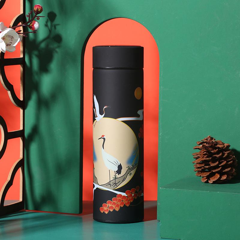 China Wind 304 Stainless Steel Thermos Cup Digital Display Water Cup Intelligent Temperature Measuring Multifunctional Teacup