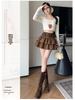 Air Layer Suede Plush High Waist Petite Slimming A-Line Skirt - 2025 Autumn/Winter Collection