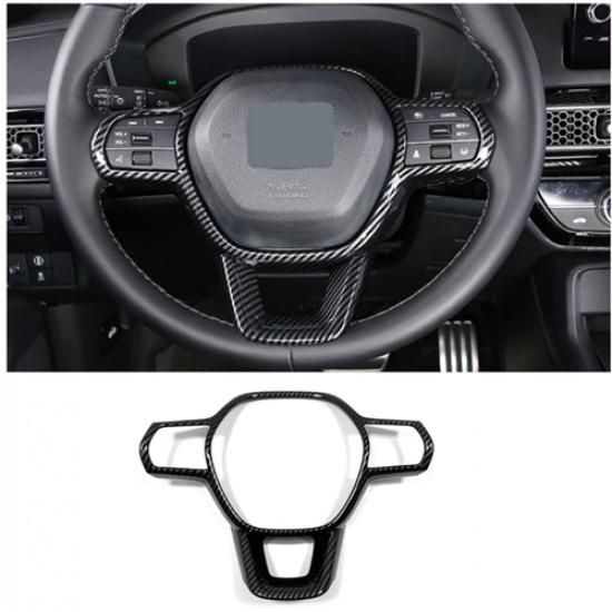 Carbon Fiber Steering Wheel Decor Frame Trim 1PCS For Honda Civic