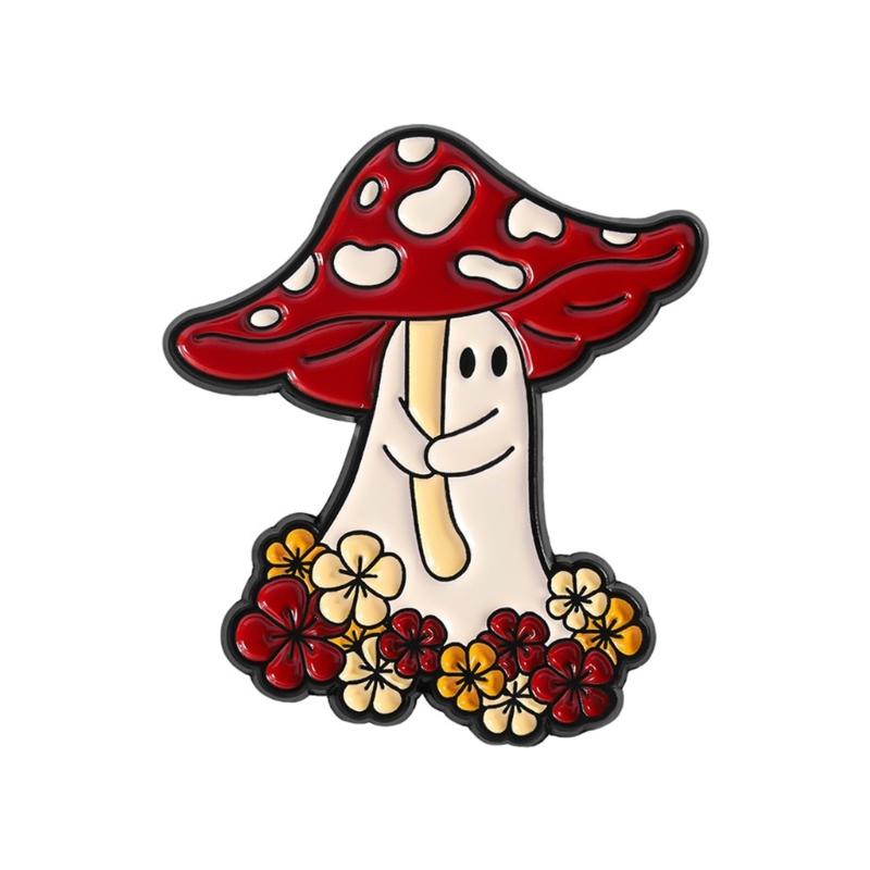 Playful Alloy Creative Mushroom Brooch Cartoon Design Hobgoblin Tale Theme for Fashion Accessory and Unique Expression