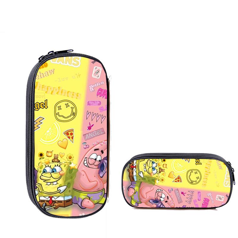 Spongebob Squarepants Cute Cartoon Printing Full-Color Pencil Bag For Primary And Secondary School Students Portable Large-Capacity Leisure