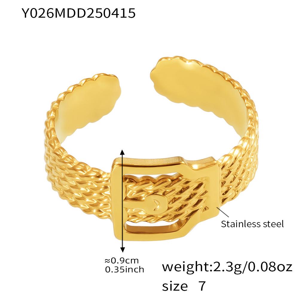 Qiong Yao Gold-Plated Geometric Openwork Stainless Steel Ring Set – Stylish Index Finger Accessories Size 7