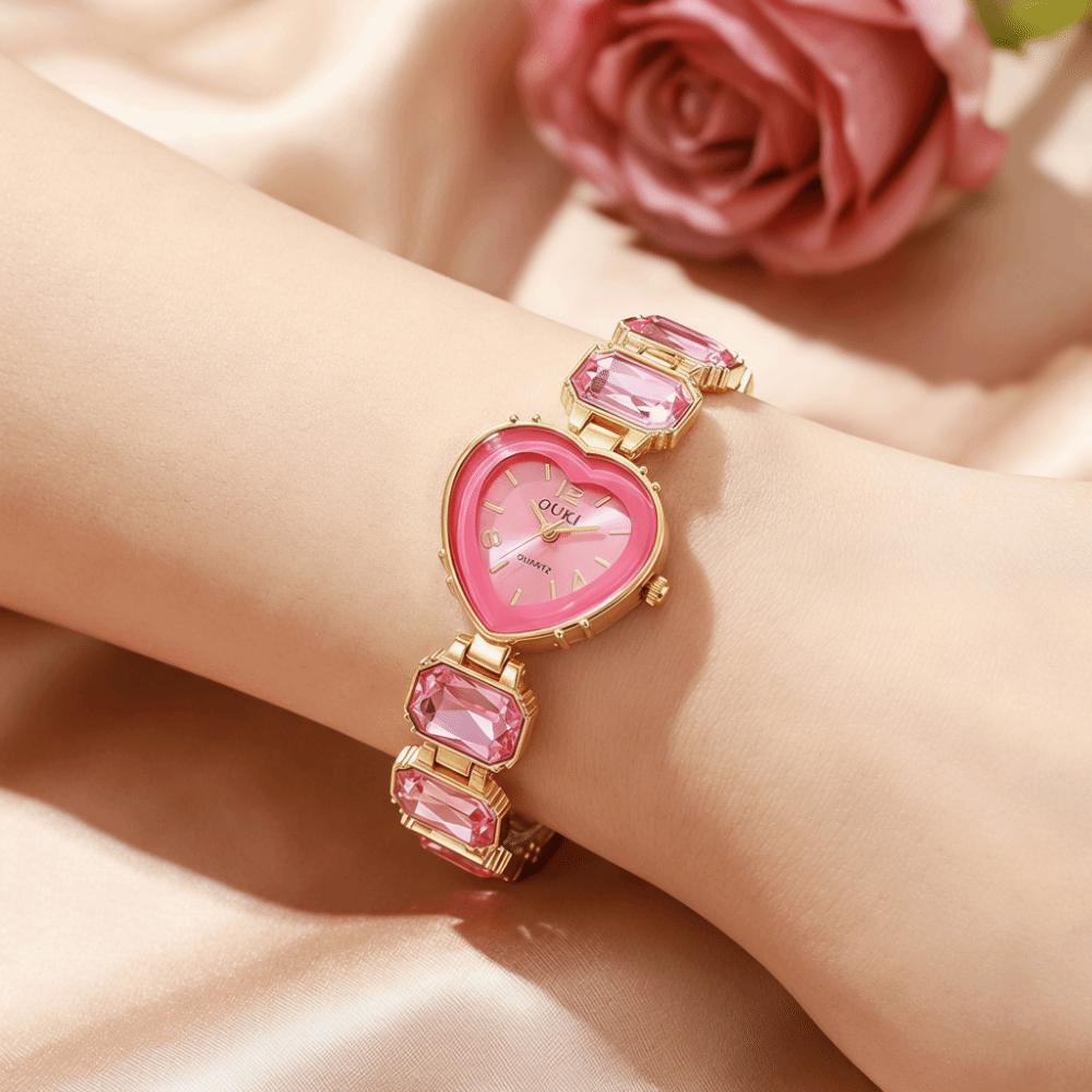 Adjustable Bracelet Rhinestone Bracelet Watch Colorful Crystal Chain Wristwatch Girl