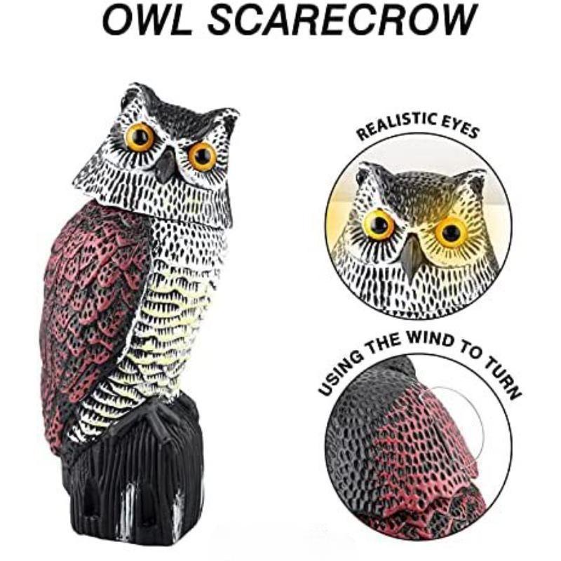 Outdoor 360 Degree Shaking Head Simulation of an Owl In a Courtyard, Driving Mice and Birds, Courtyard Decorations, Owls