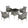 Five-Pieces Rattan Dining Set - Mixed Grey