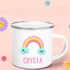 Regenbogen-Wolken-Print Emaille Kaffeetasse Wasser-Milch-Becher Personalisierter Name Kindergeburtstag Party Dekoration Weihnachten Kindertag Neujahrsgeschenk