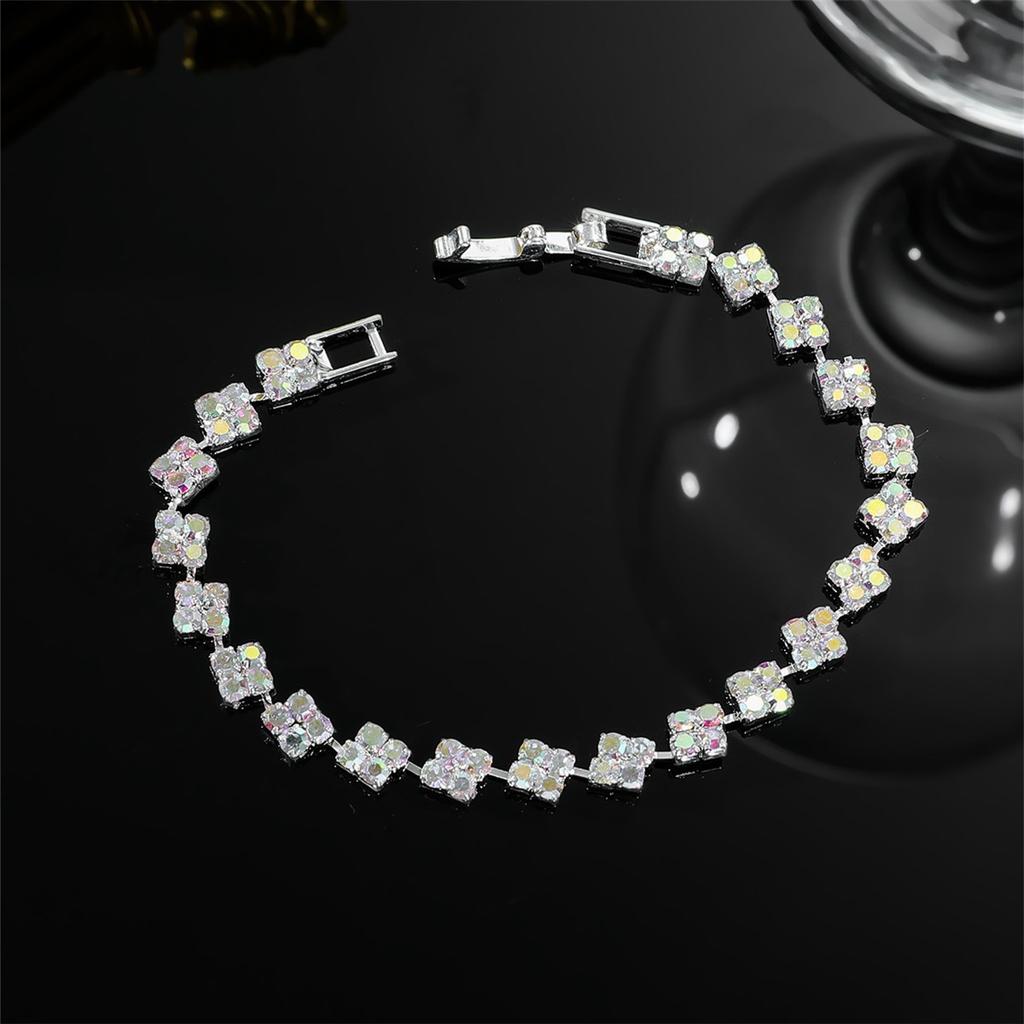 Premium Super Flash Full Diamond Bracelet Women'S Light Luxury Geometric Small Square Bracelet Sweet Simple Bracelet