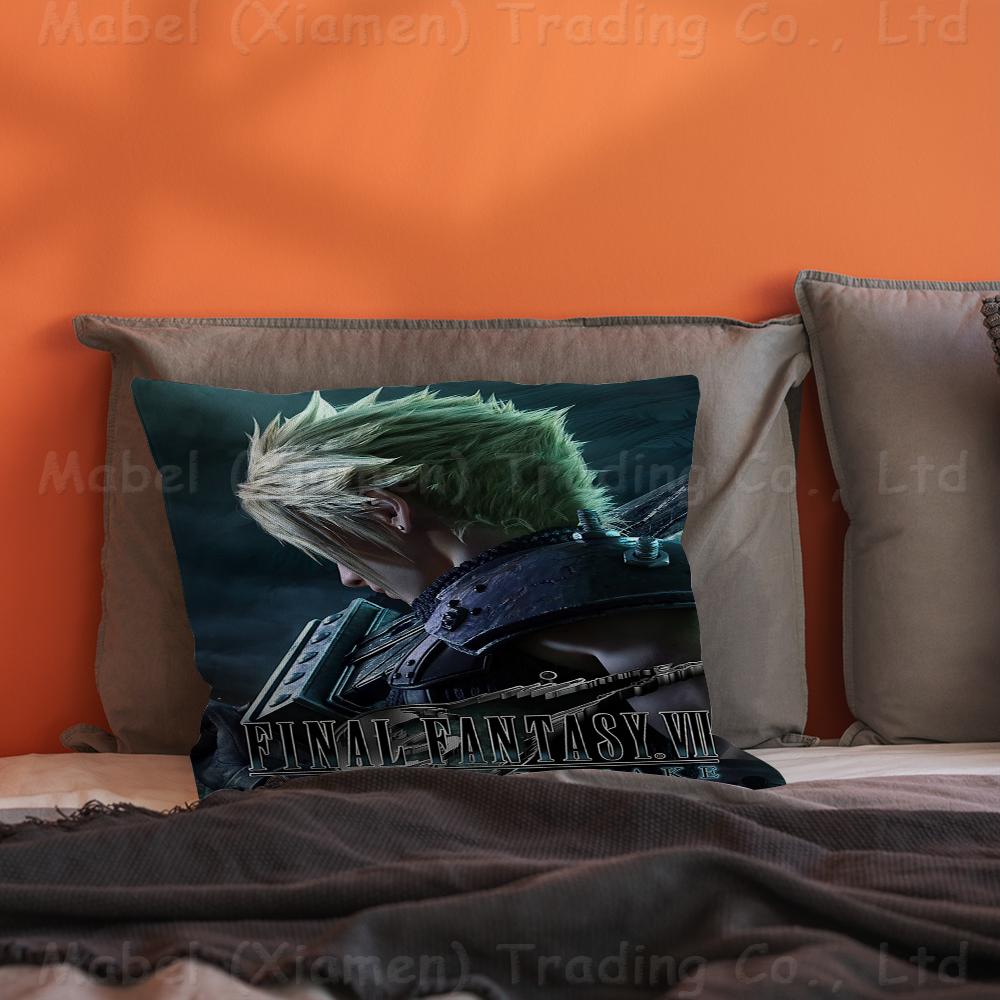 F-Final-F-Fantasy  Pillow Covers Cartoon Sofa Decorative Home Double-sided Printing Short Plush Cute Cushion Cover