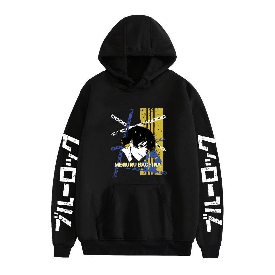 

BLUE LOCK Cartoon Pattern Anime Hoodies Men/Women Hooded Pullover Sweatrshirts Oversized Sweatshirts XS чёрный