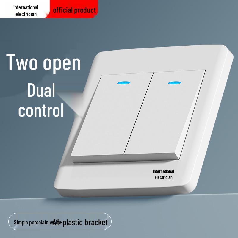 Gold 86 Typ Elektrische Nachttischlampe Wandschalterpanel mit Einzel-/Doppelsteuerung und Fünflochsteckdose