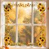 Thanksgiving Window Decals Harvest Festival Static Glass Sticker, Autumn Clings with Maple Leaves Sunflowers And Decorative Stickers Berries