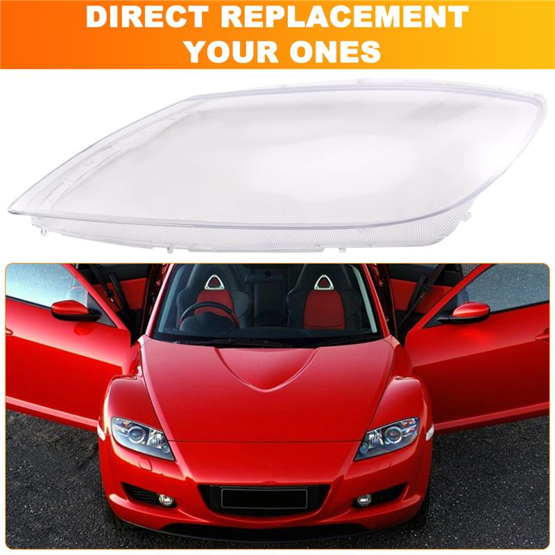 L10A For MAZDA RX8 2008-2010 Car Headlight Shell Replacement Headlamp Cover Lens Glass For 2009 Models
