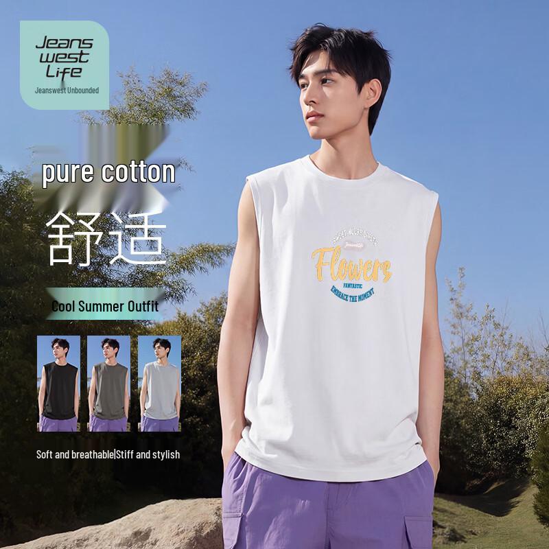 JEANSWEST LIFE Men s Cotton Letter Sleeveless T-shirt 2XL