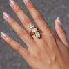Open Wrap Zircon Ring for Women, Adjustable Stainless Steel Three Stone Statement Ring for Date Night, Daily Wear, and Everyday Outfits