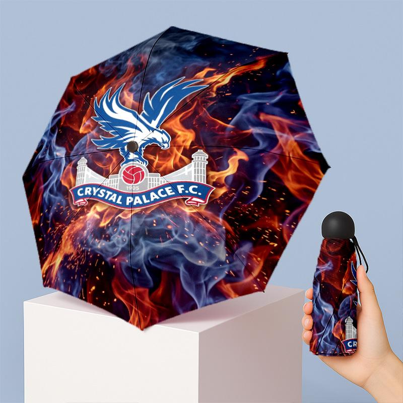 Crystal Palace Football Pattern Printed Mini 5 Folds 8 Ribs Compact Umbrella Windproof Waterproof Lightweight Portable Folding