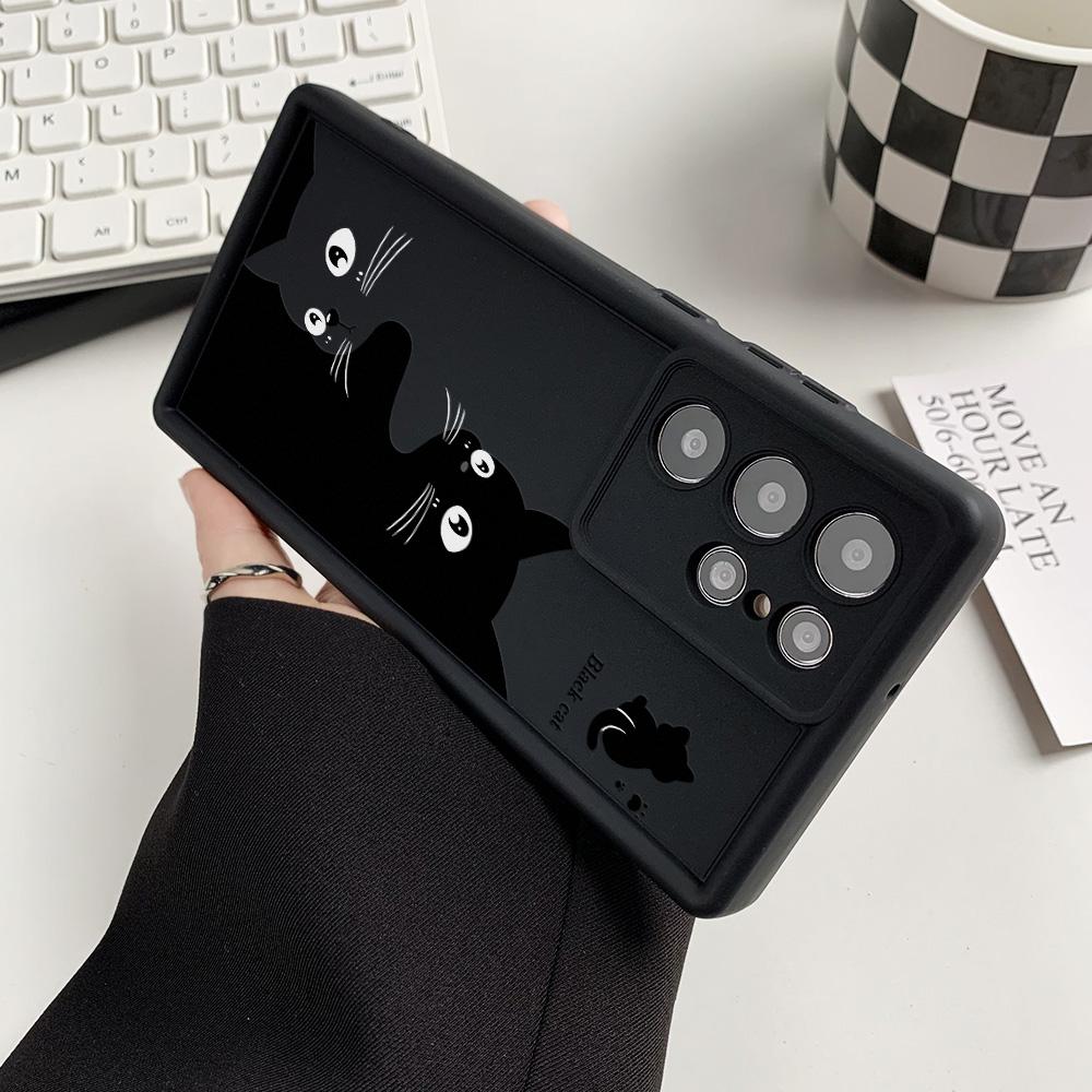 Silicone Case For Samsung A55 5G A16 S25 Ultra S24 FE S23 Plus S22 A54 A53 A35 A34 A33 A25 A15 A14 A13 A06 A05 A05s Cat Covers