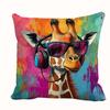Adorable Animal-Print Pillows with Sunglasses and Headphones: Giraffe, Lion, and Leopard Designs! Sofa Cushion Cover