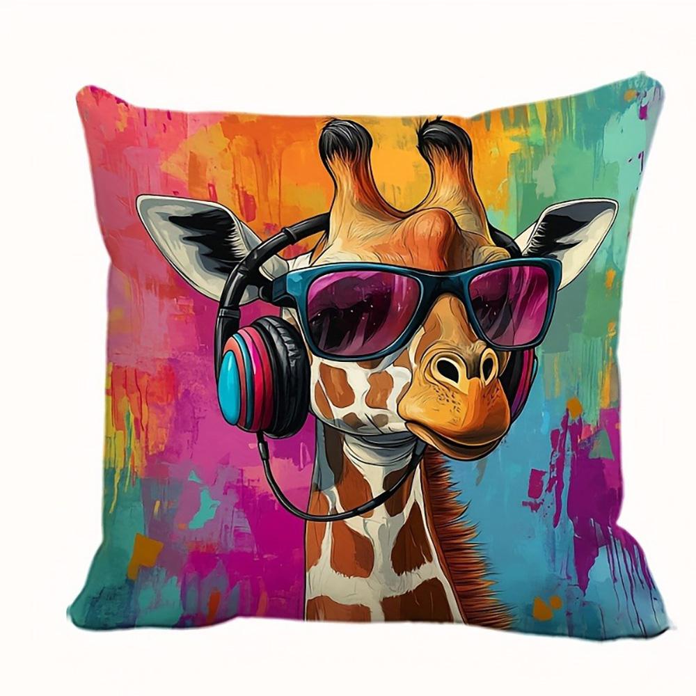 Очаровательные подушки с животным принтом, в солнцезащитных очках и наушниках: Дизайны Жирафа, Льва и Леопарда! Чехол для подушки дивана 16x16Inch