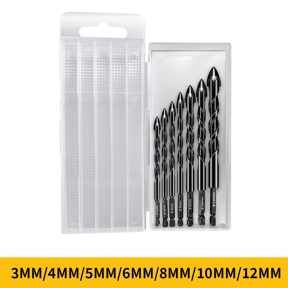 SuSuMu 3-12mm Cross Hex Tile Drill Bits Set for Glass Concrete Ceramic Hole Opener Brick Hard Alloy Triangle Bit Tool Boxed Kit