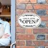 Open Closed Sign for Business Wooden Sign, Double-Sided Hanging Door with Vintage Outdoor Hours Frame, Waterproof Storefront Indicator, Retro