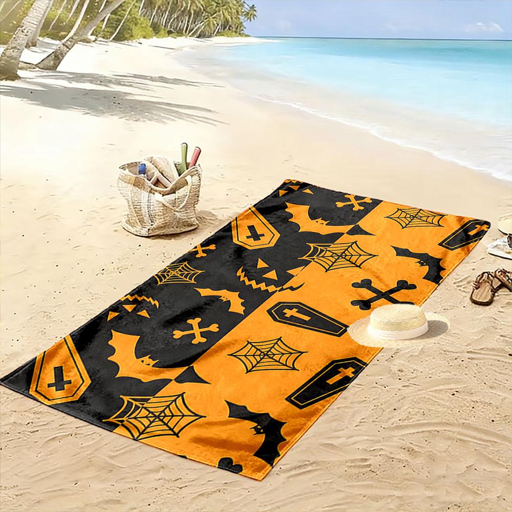 Spooky Vibrant Gothic Charm Print Beach Towel, Quick Drying, Suitable for Travel, Outdoor Sports, Jogging, the Beach and Swimming, Gift