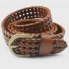 Unisex Retro Braided Belt with Genuine Leather Buckle, Fine Cowhide for Casual Wear
