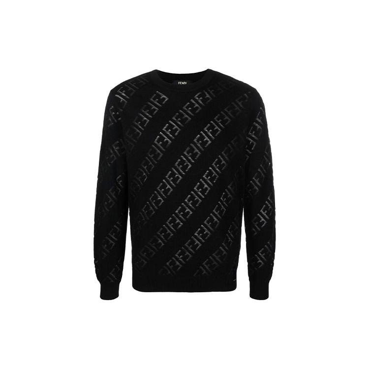 FENDI Sweaters Men's Black Crew Neck Moderate Other FZY111AH3BF0QA1