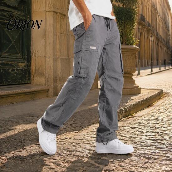 Weiche Hautfreundliche Lounge-Hose Herren Cargohose, Lockere Passform Jogginghose mit Verstellbarem Kordelzug Stylischer Hip-Hop-inspirierter Bündchen, Mehrere Taschen,