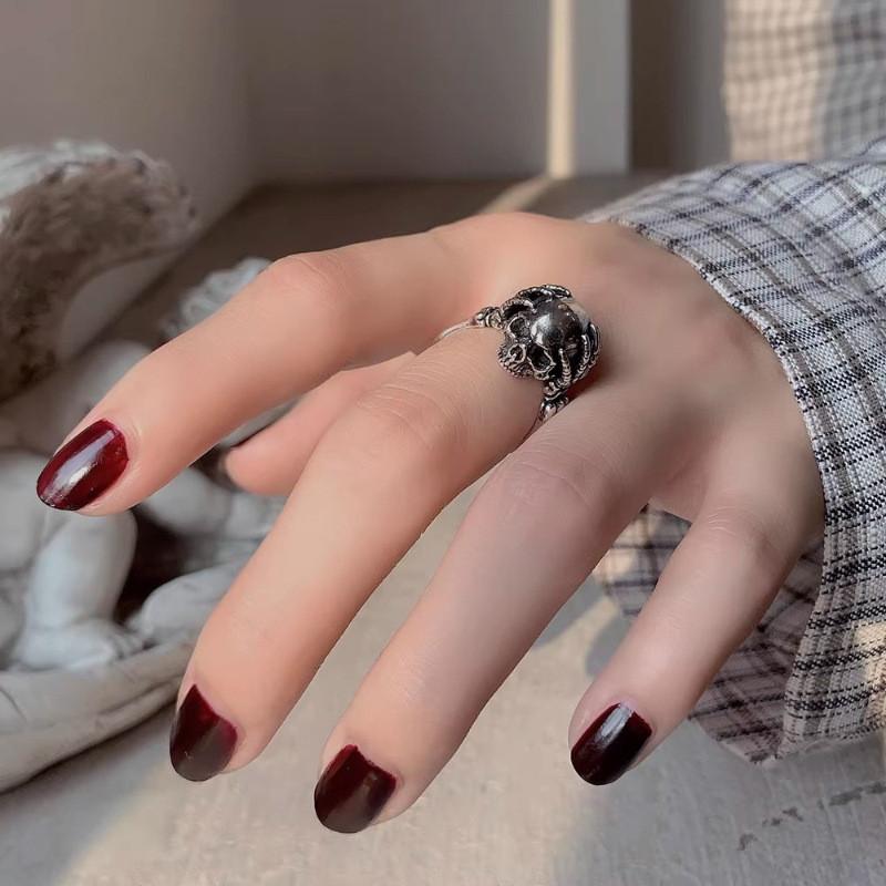 Unique Vintage Design Skull Ring For Women Stylish Adjustable Copper Jewelry