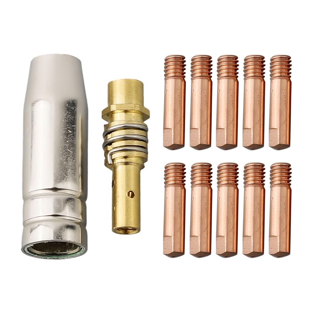 MB15 MIG Welding Nozzle M6 Tip Holder Kit Welding Contact Tip MIG Torch 0.8 X 25mm Copper M6 Shroud Contact Tips