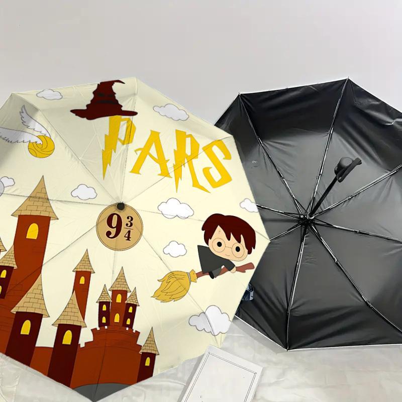 1PC Hogwarts Harry Potter Umbrella-8-Rib Reinforced, Automatic Open, Lightweight & Durable, Cute Fashion Accessory for Outdoor, D2658