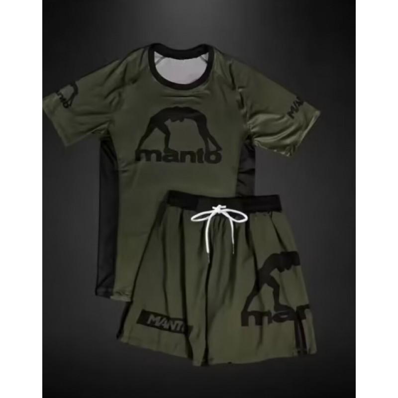 Mens MMA Training Shorts Set 3D Printed Breathable Quick-Dry Sportswear Lightweight Gym Combat Wear