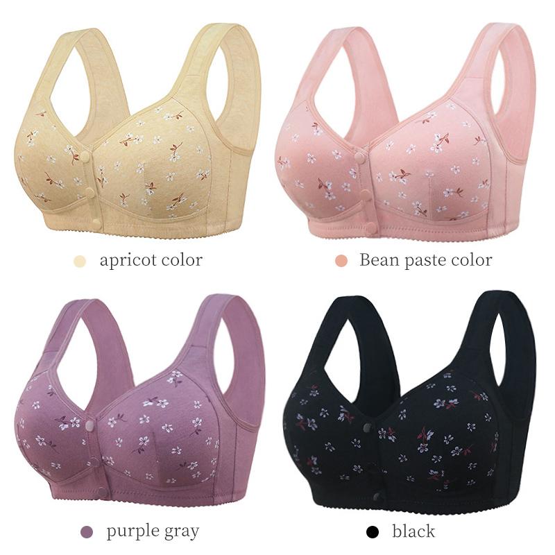 Große Größe Damen Bedruckter Weste-BH ohne Stahlring Breiter Schultergurt Feste Körbchen Frontschnalle Unterwäsche für dicke Mädchen